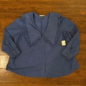 Eloquii Blue Button Down Shirt